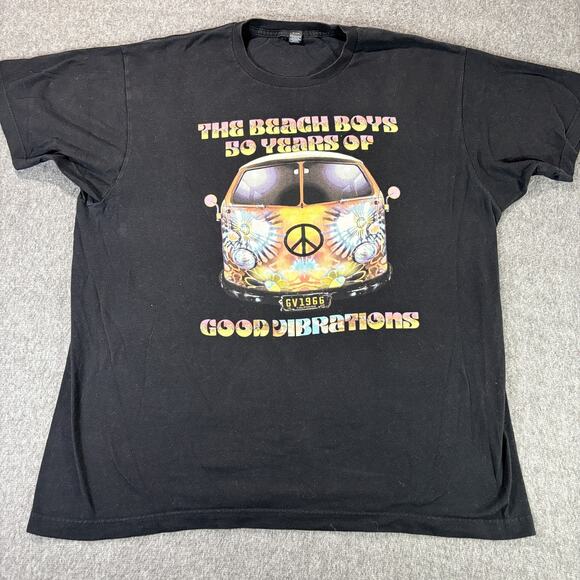 Beach Boys Shirt Mens XL Black 50 Years Good Vibrations Tour Concert Tee Music - Picture 1 of 6